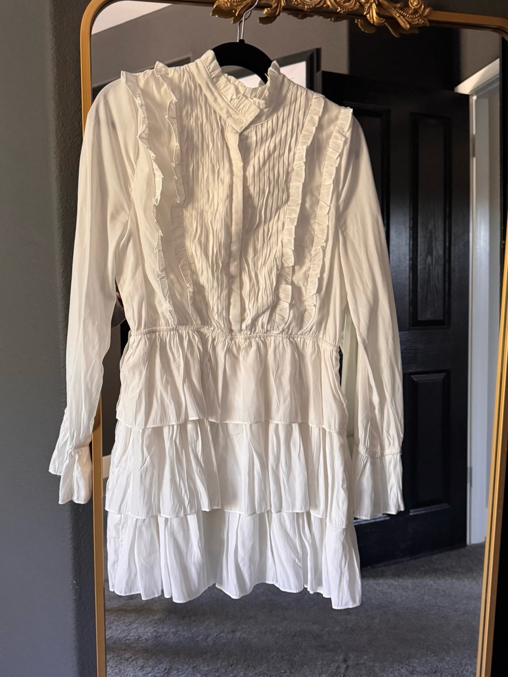 Anthropologie Ruffle Tiered Long-Sleeve Dress